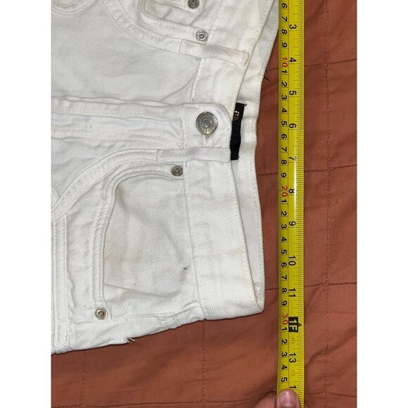 Mie Embroidered White High-Waisted Denim Shorts Size 34 Womens - Picture 6 of 8